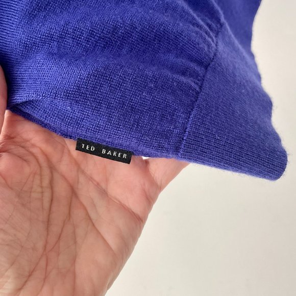 Ted Baker London Babel Merino Wool V Neck Sweater, Purple, Size 3 (Medium) - Picture 4 of 7
